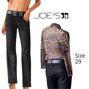 NWOT Joe's black denim waxed coated straight cigarette leg jeans - Size 29 x 32